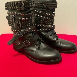 Studded Black Leather Boots